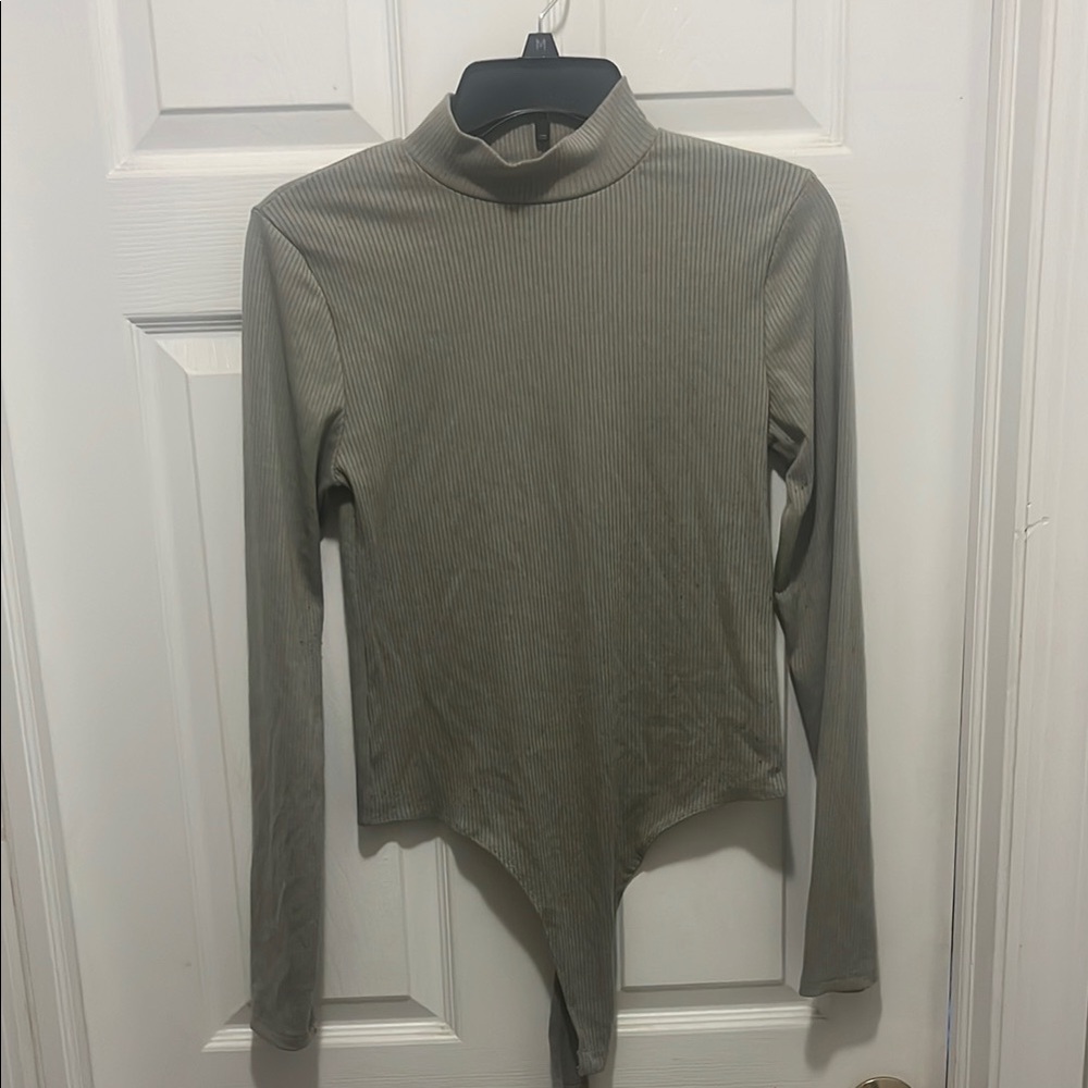 Ribbed Camo Green Long Sleeve Bodysuit